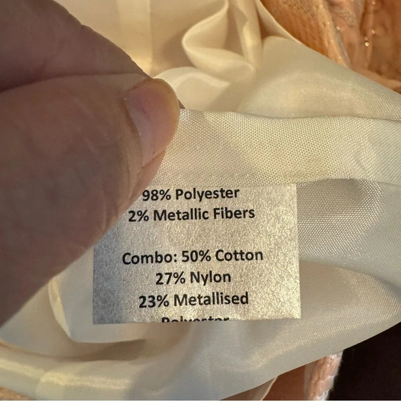 Sara Campbell Retro Style Shimmery Pink and Gold Long Sheer Sleeve Sheath Dress - Picture 6 of 7